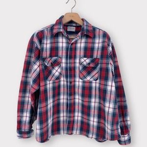 VINTAGE Five Brother Flannel Plaid Shirt Union Made USA 3XL